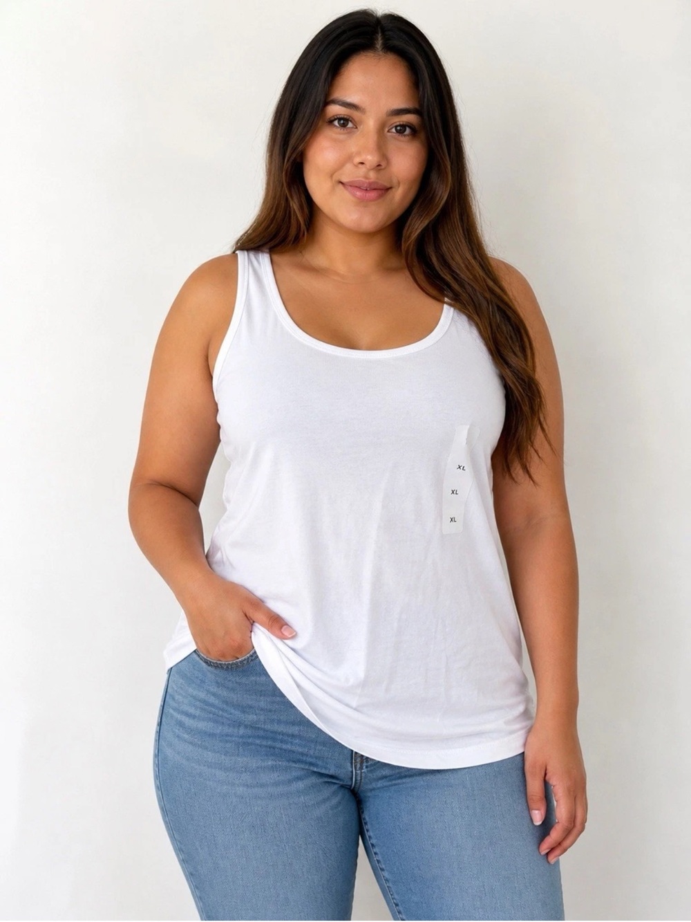 Ingrid & Isabel White Scoop Neck Tank - Classic Sleeveless Top